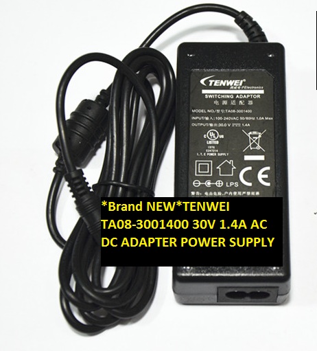 *Brand NEW*TA08-3001400 TENWEI 30V 1.4A AC DC ADAPTER POWER SUPPLY